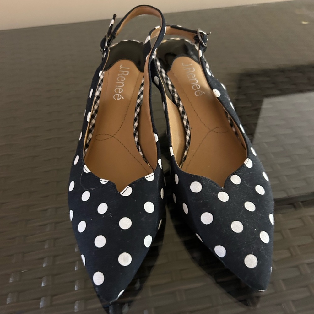 J.Renee Black and White Polka Dot Women's Shoes